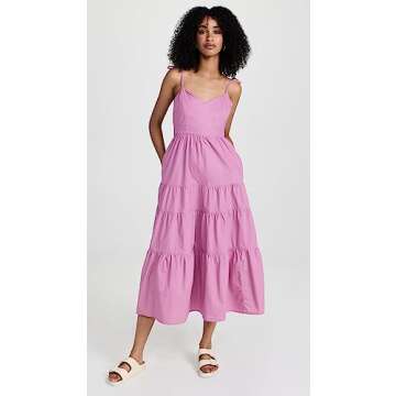 Madewell Women's Sidonie Poplin Maxi Dress Shaded Pink
