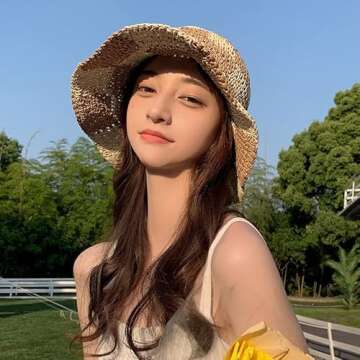 Womens Straw Sun Hat Woven Bucket Hat Fishing Hat Beach Hat Foldable Cap Summer Caps