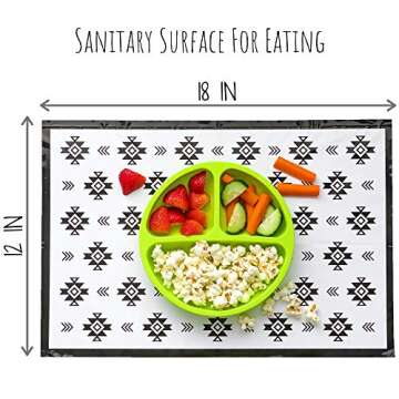 Hippypotamus Disposable Placemats Baby - Pack of 45 BPA Free Table Toppers for Kids and Toddlers - Extra Sticky Travel Mat for Restaurant (Cream/Sage/Blush)