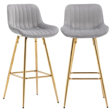 ROCITY 30" Velvet Swivel Bar Stools for Kitchen Island