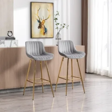 ROCITY 30" Velvet Swivel Bar Stools for Kitchen Island