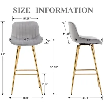 ROCITY 30" Velvet Swivel Bar Stools for Kitchen Island