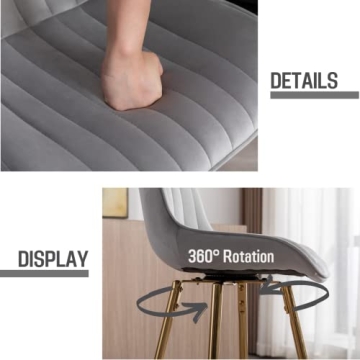 ROCITY 30" Velvet Swivel Bar Stools for Kitchen Island