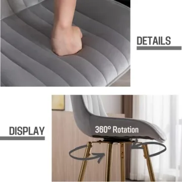 ROCITY 30" Velvet Swivel Bar Stools for Kitchen Island