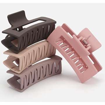 Canitor 4 PCS Matte Rectangular Banana Clips - Non-Slip Hair Barrettes