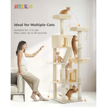 MUTTROS 70.9 Tall Cat Tree for Multiple Cats - Plush Condo