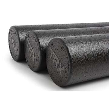 TRX 18-Inch Black Firm Foam Roller for Deep-Tissue Massage, Pain Relief, Back, Exercise Support
