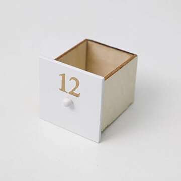 PIONEER-EFFORT White Wooden Advent Calendar for Christmas