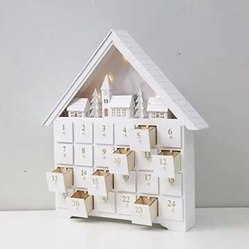 PIONEER-EFFORT White Wooden Advent Calendar for Christmas
