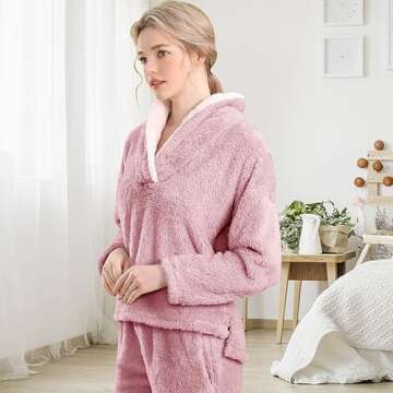 BOSECETA Fluffy Pajamas Set for Women Soft Comfy Fleece Pjs Pullover Pants Loose Plush Sleepwear Fuz...