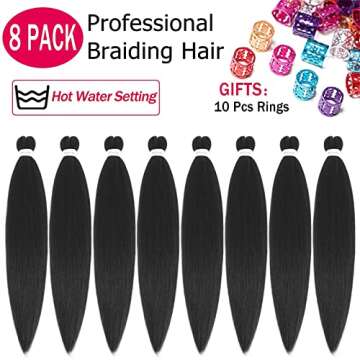 Alrence Pre Stretched Braiding Hair Long Braid 26 Inch 8 Packs Professional Braiding Hair Extensions...