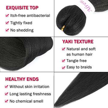 Alrence Pre Stretched Braiding Hair Long Braid 26 Inch 8 Packs Professional Braiding Hair Extensions Synthetic Crochet Twist Braids (26 Inch, 1B#)