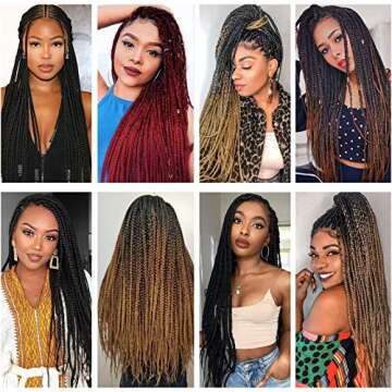 Alrence Pre Stretched Braiding Hair Long Braid 26 Inch 8 Packs Professional Braiding Hair Extensions Synthetic Crochet Twist Braids (26 Inch, 1B#)