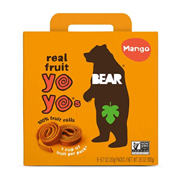 Bear Yoyo BEAR, Real Fruit Yoyos, 0.7 Oz, No added Sugar, All Natural, non GMO, Gluten Free, Vegan, ...