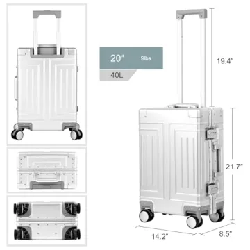 KANGSHILU Premium Aluminum Carry-On Luggage for Stylish Travelers