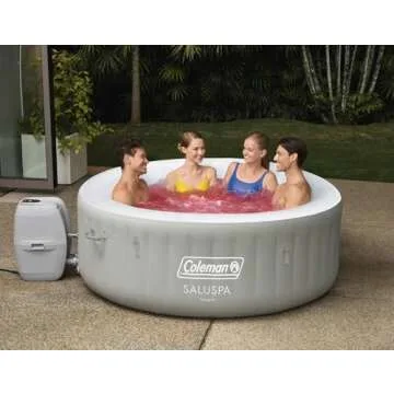 Coleman Tahiti EnergySense AirJet Inflatable Hot Tub Spa (71" x 26") | Portable Hot Tub with 2 Covers (1 Energy-Efficient Thermal Cover and 1 Standard Cover) | Fits Up to 2-4 Persons | Grey