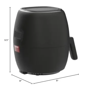 CHEFMAN Small Air Fryer Healthy Cooking, 3.6 Qt, User Friendly, Nonstick, Digital Touch Screen, Dishwasher Safe Basket, w/ 60 Minute Timer & Auto Shutoff, Matte Black, Cookbook Included