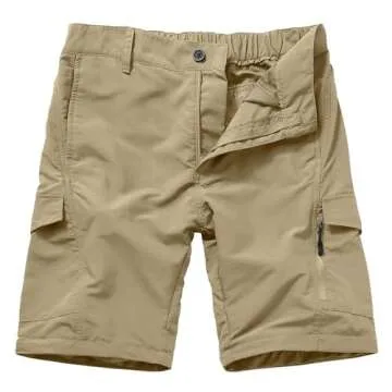 Mens Hiking Pants Convertible Quick Dry Zip Off UPF Lightweight Fishing Travel Camping Safari Pants,Khaki,36