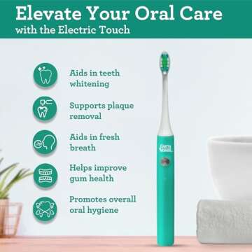 GuruNanda Cruiser Sonic Toothbrush with 2 Brush Heads, 1 Brush Cap, 1 USB Cable - 2 Modes, 2-Minute Timer & More Than 30,000 Vibrations, Teal
