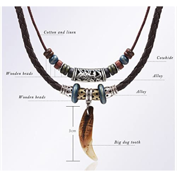 Beulous Vintage Leather Necklace for Men and Women