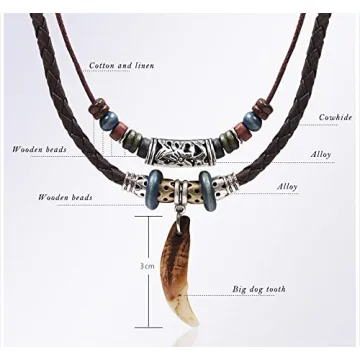 Beulous Vintage Leather Necklace for Men and Women