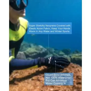 XUKER Water Gloves, 3mm & 5mm Neoprene Five Finger Warm Wetsuit Winter Gloves for Scuba Diving Snorkeling Paddling Surfing Kayaking Canoeing Spearfishing Skiing (3mm-Black, XL)