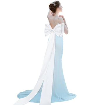 Chuarry Long 67" Satin Big Bow Detachable Train Removable Sweep Train Waist Sash Belt for Bride Form...