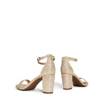 DREAM PAIRS Gold Glitter Chunk Low Heel Sandals