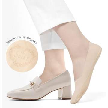 No Show Socks Womens Nylon Non Slip Low Cut Invisible Liner Footies Thin Silk Socks for Flats Loafer...