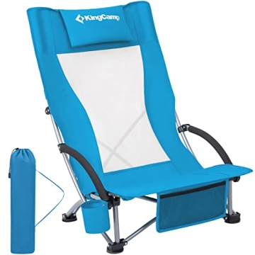 KingCamp High Back Portable Beach Chair with Cup Holder