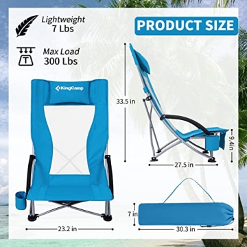 Portable High Back Beach Chair with Cup Holder