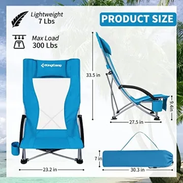 Portable High Back Beach Chair with Cup Holder