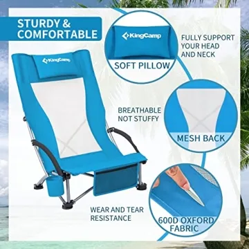 Portable High Back Beach Chair with Cup Holder