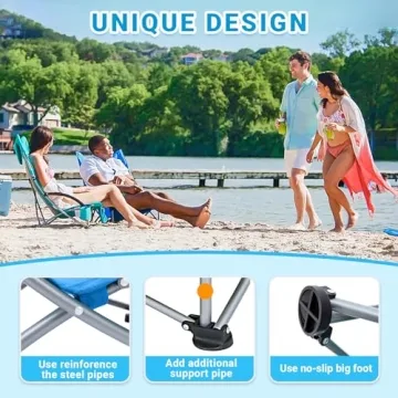 Portable High Back Beach Chair with Cup Holder