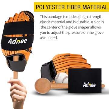 Adnee 2 Pack Glove Wrap - Softball and Baseball Glove Strap - Baseball Glove Wrap Band for Quickly Keep The Pocket Formed Fit All Gloves