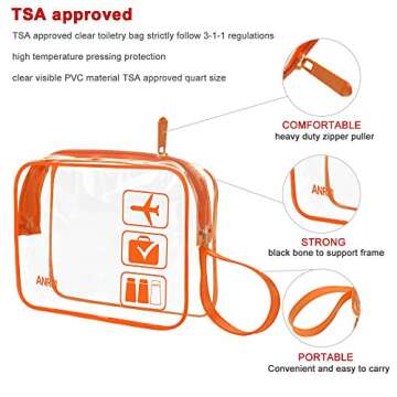 ANRUI Clear TSA-Approved Toiletry Bags for Travel