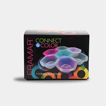 FRAMAR Multi-Colored Connect and Color Bowl Set – Mixing Bowls for Hair Color, Hair Bleach, Hair Dye, Coloring Set - 7 Pack