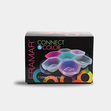 FRAMAR Multi-Colored Connect and Color Bowl Set – Mixing Bowls for Hair Color, Hair Bleach, Hair Dye, Coloring Set - 7 Pack