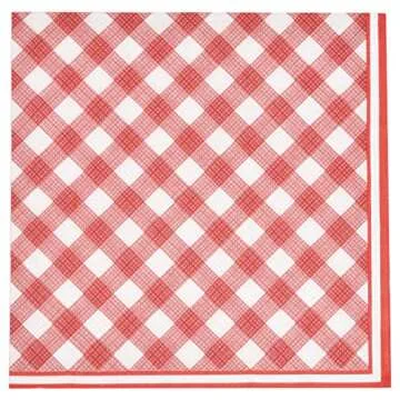 Gift Boutique 200 Pcs Red and White Gingham Party Supplies Set Paper Plate Napkin for Checkered Plaid Picnic BBQ Birthday Disposable Dinnerware Serve 50