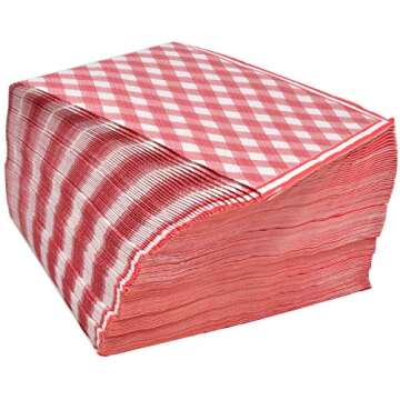 Gift Boutique 200 Pcs Red and White Gingham Party Supplies Set Paper Plate Napkin for Checkered Plaid Picnic BBQ Birthday Disposable Dinnerware Serve 50
