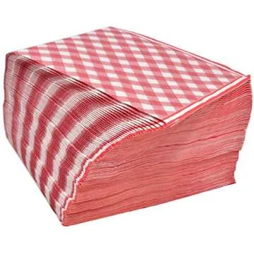 Gift Boutique 200 Pcs Red and White Gingham Party Supplies Set Paper Plate Napkin for Checkered Plaid Picnic BBQ Birthday Disposable Dinnerware Serve 50