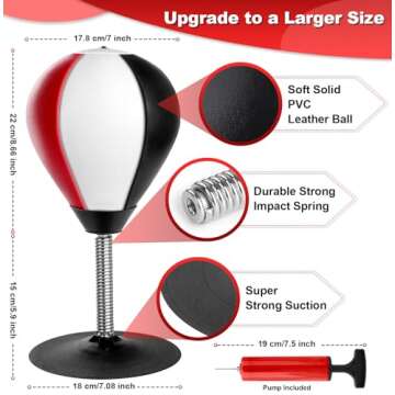 Desktop Punching Bag, Super Strong Suction Boxing Bag Speed Balls, Stress Buster with Suction Cup fo...