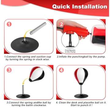 Desktop Punching Bag, Super Strong Suction Boxing Bag Speed Balls, Stress Buster with Suction Cup for Office Table and Counters, Fun Gift for Boss or Coworker