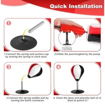 Desktop Punching Bag, Super Strong Suction Boxing Bag Speed Balls, Stress Buster with Suction Cup for Office Table and Counters, Fun Gift for Boss or Coworker