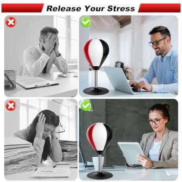 Desktop Punching Bag, Super Strong Suction Boxing Bag Speed Balls, Stress Buster with Suction Cup for Office Table and Counters, Fun Gift for Boss or Coworker