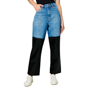 [BLANKNYC] Women's Luxury Clothing Ribcage Straight Leg Denim Jean Pants - The Baxter, Blue Lights, ...