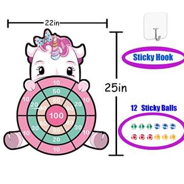 Unicorn Toys for 3-12 Year Old Girls,25”Large Dart Board Kids Toys for 6-12 Year Old Girls Teens P...