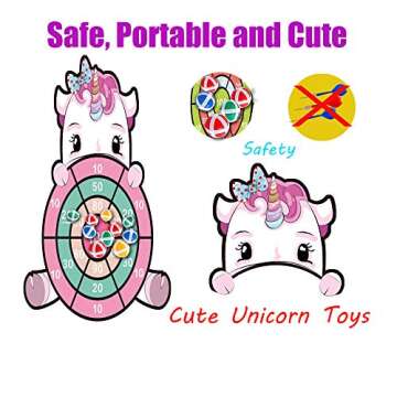 Unicorn Toys for 3-12 Year Old Girls,25”Large Dart Board Kids Toys for 6-12 Year Old Girls Teens Party Outdoor Games,Christmas Birthday Gifts for Girls Age 3-12,Stocking Stuffer for Kids,Girls Gifts