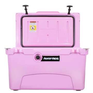 Frosted Frog Pink 45 Quart Ice Chest Heavy Duty High Performance Roto-Molded Commercial Grade Insulated Cooler