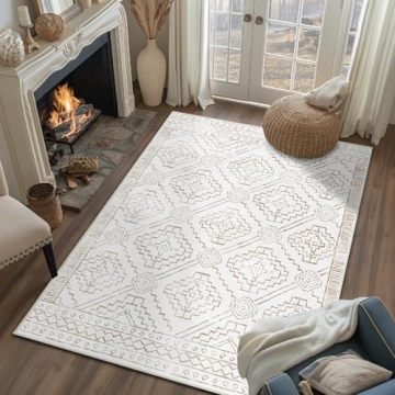 jinchan 3x5 Area Rugs for Entryway - Machine Washable Modern Rug Kitchen Soft Faux Wool Stain Resist...